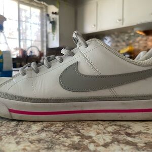 Nike White and Gray Sneakers with Pink Accent